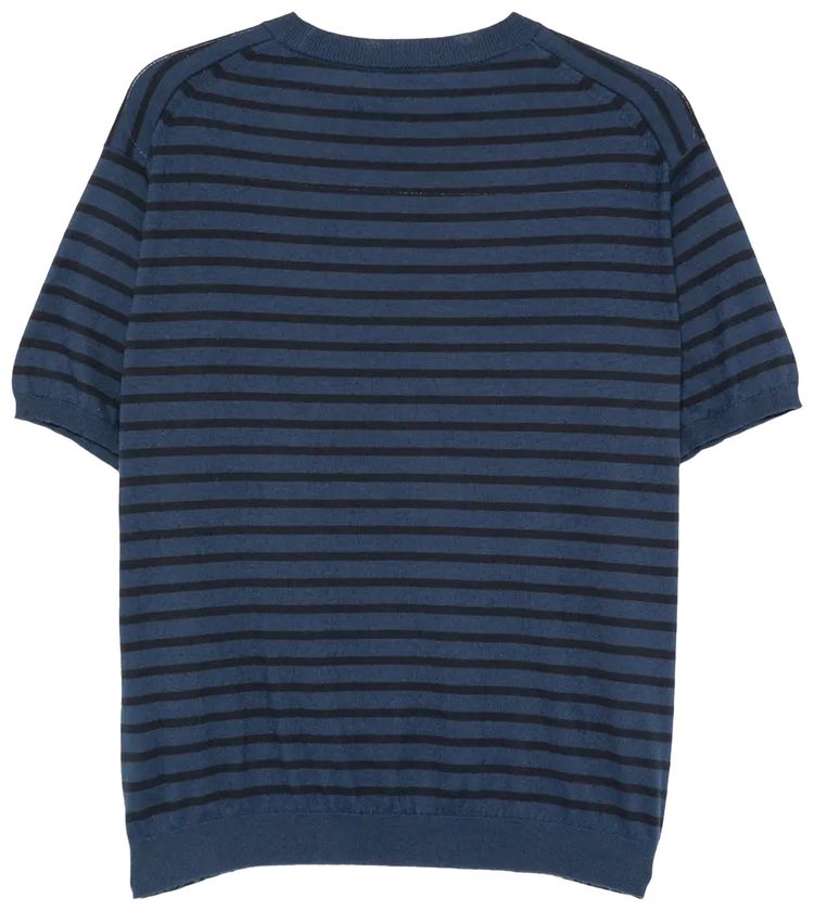 Auralee High Gauge Cotton Knit Tee Navy Stripe