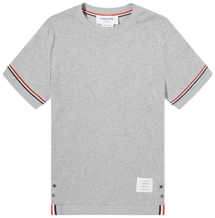 Thom Browne RWB Stripe Rib Cuff Tee Medium Grey