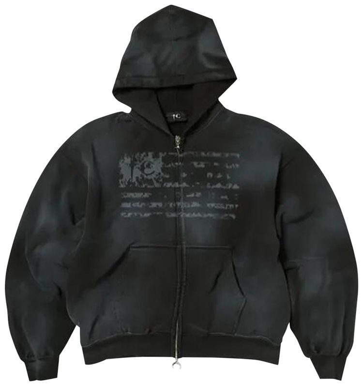 Thug Club Dirty Washed Old Glory Zip Up Hoodie Black
