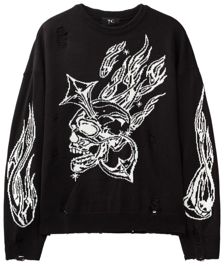 Thug Club Chrome Skull Knit Sweater Black