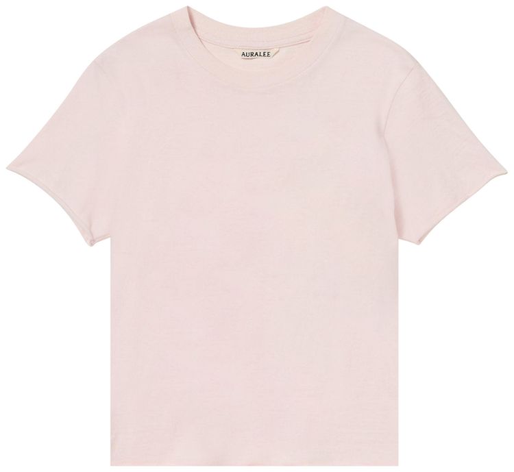 Auralee Brushed Organic Cotton Jersey Tee Pale Pink