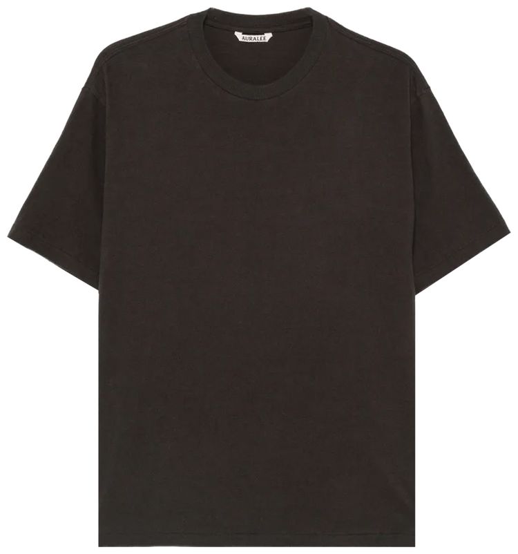 Auralee Brushed Organic Cotton Jersey Tee Ink Black