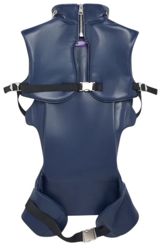 Jean Paul Gaultier Backpack Leather Jacket Navy