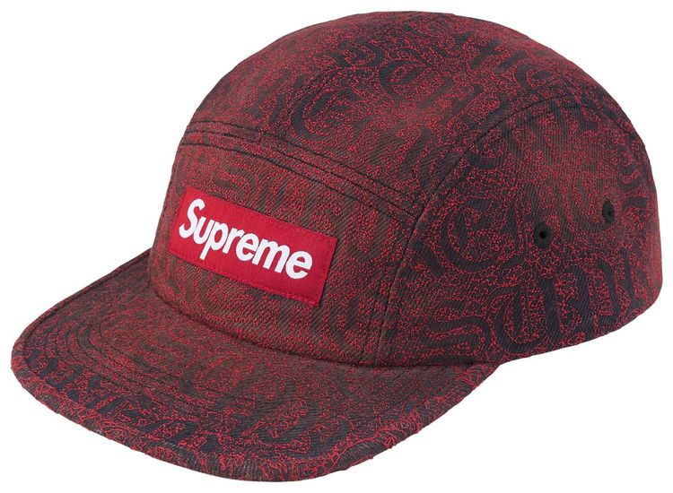 Supreme Stitched Old English Denim Camp Cap Red