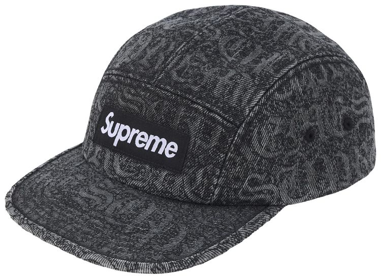 Supreme Stitched Old English Denim Camp Cap Black