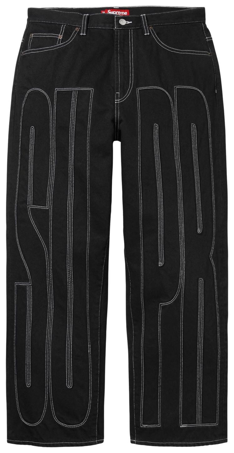 Supreme Inset Spellout Baggy Jean Black