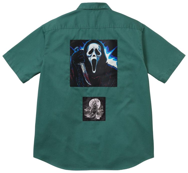 Supreme Ghostface Short Sleeve Work Shirt Work Green