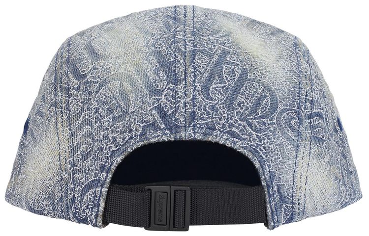 Supreme Stitched Old English Denim Camp Cap Blue