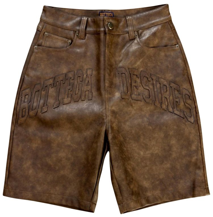 Bottega Desires Leather Shorts Brown
