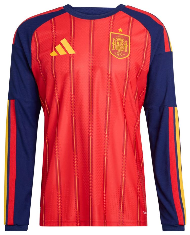 Adidas Spain 26 Home Authentic Long Sleeve Jersey Vivid Red