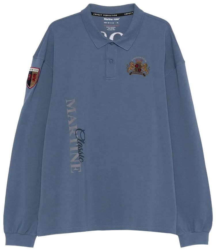 Martine Rose Long Sleeve Polo Blue Navy Washed
