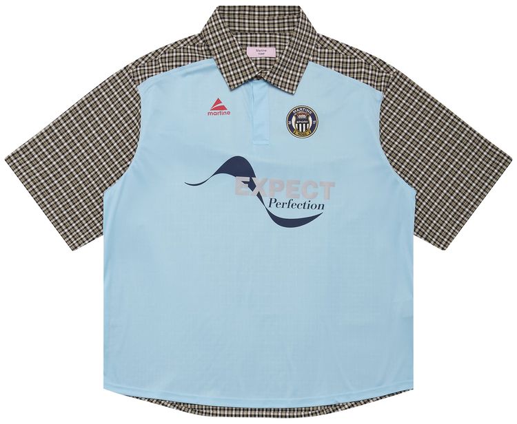 Martine Rose Short Sleeve Polo Shirt BlackGreenLight Blue