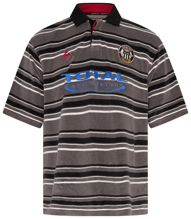 Martine Rose Oversized Short Sleeve Polo GreyBlack Stripe