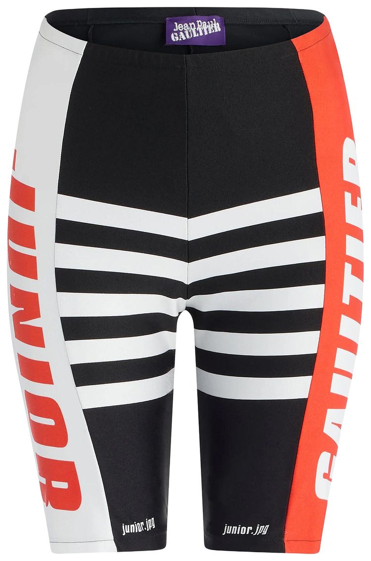 Jean Paul Gaultier Stretch Jersey Cyclist Printed Junior Gaultier Logo BlackWhiteRed