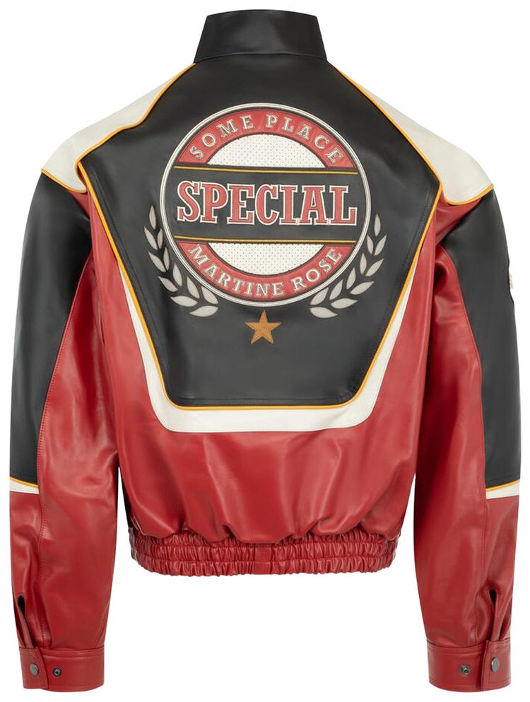 Martine Rose Superbowl Leather Jacket BlackRed