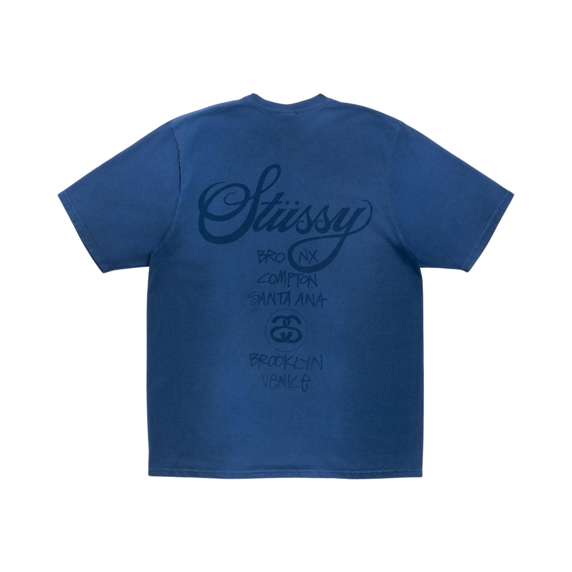 Buy Stussy World Tour Tee 'Sun Faded Navy' - 3903962SF SUN | GOAT