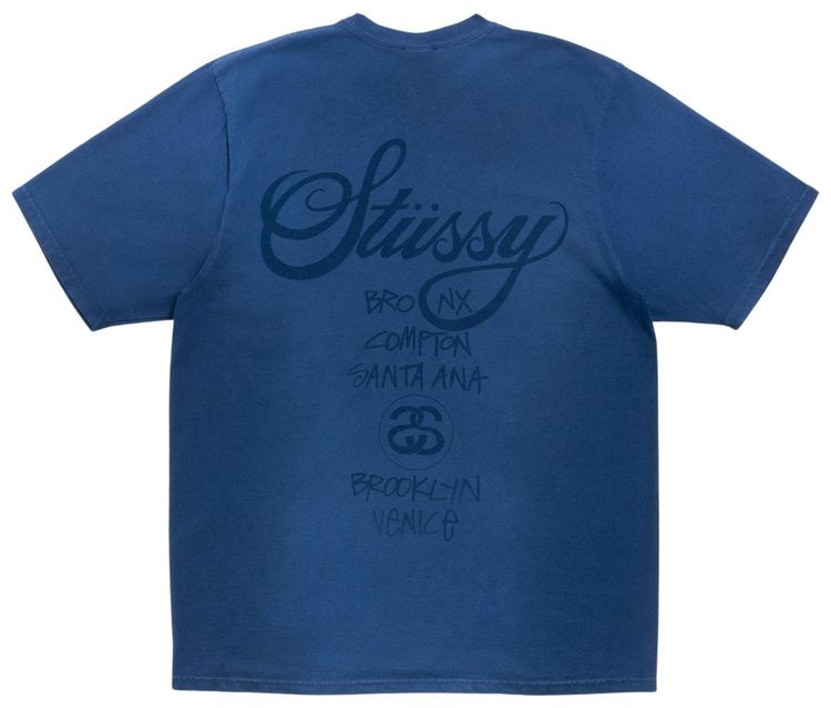Stussy World Tour Tee Sun Faded Navy
