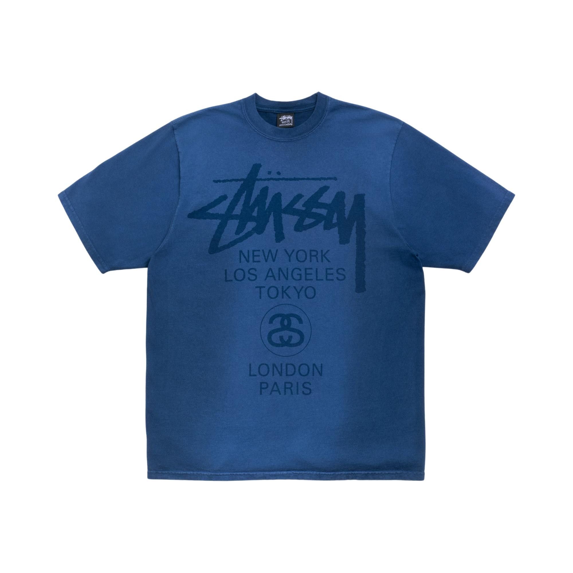 Buy Stussy World Tour Tee 'Sun Faded Navy' - 3903962SF SUN | GOAT