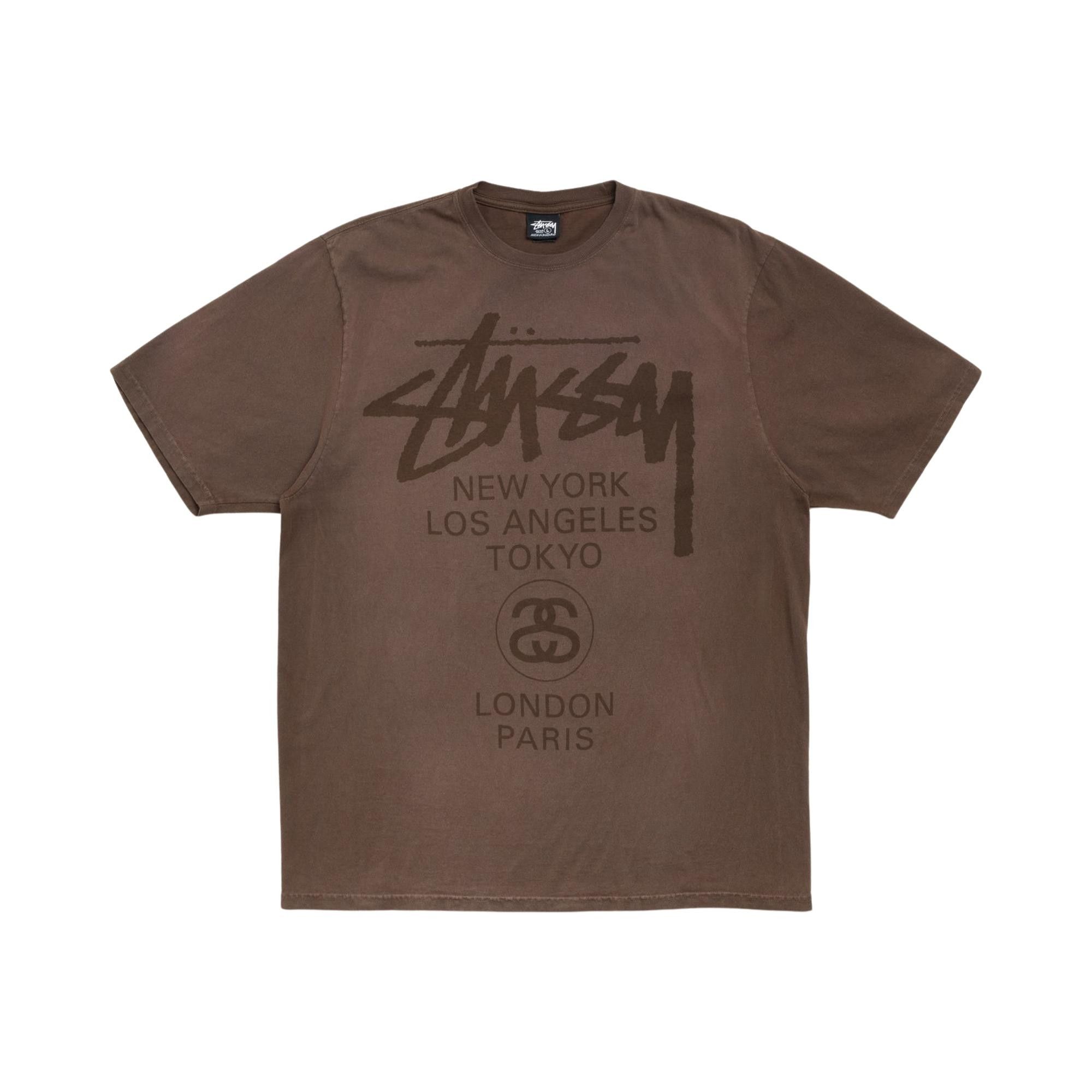 Buy Stussy World Tour Tee 'Sun Faded Brown' - 3903962SF SUNF | GOAT