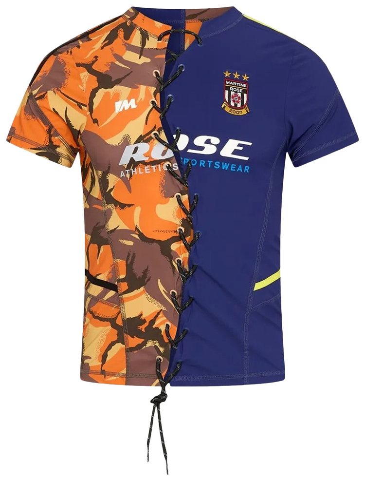Martine Rose Lace Up Football Top Orange CamoNavy