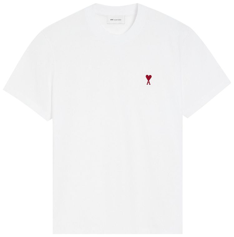 Ami Quota Red Ami De Coeur T Shirt Blanc