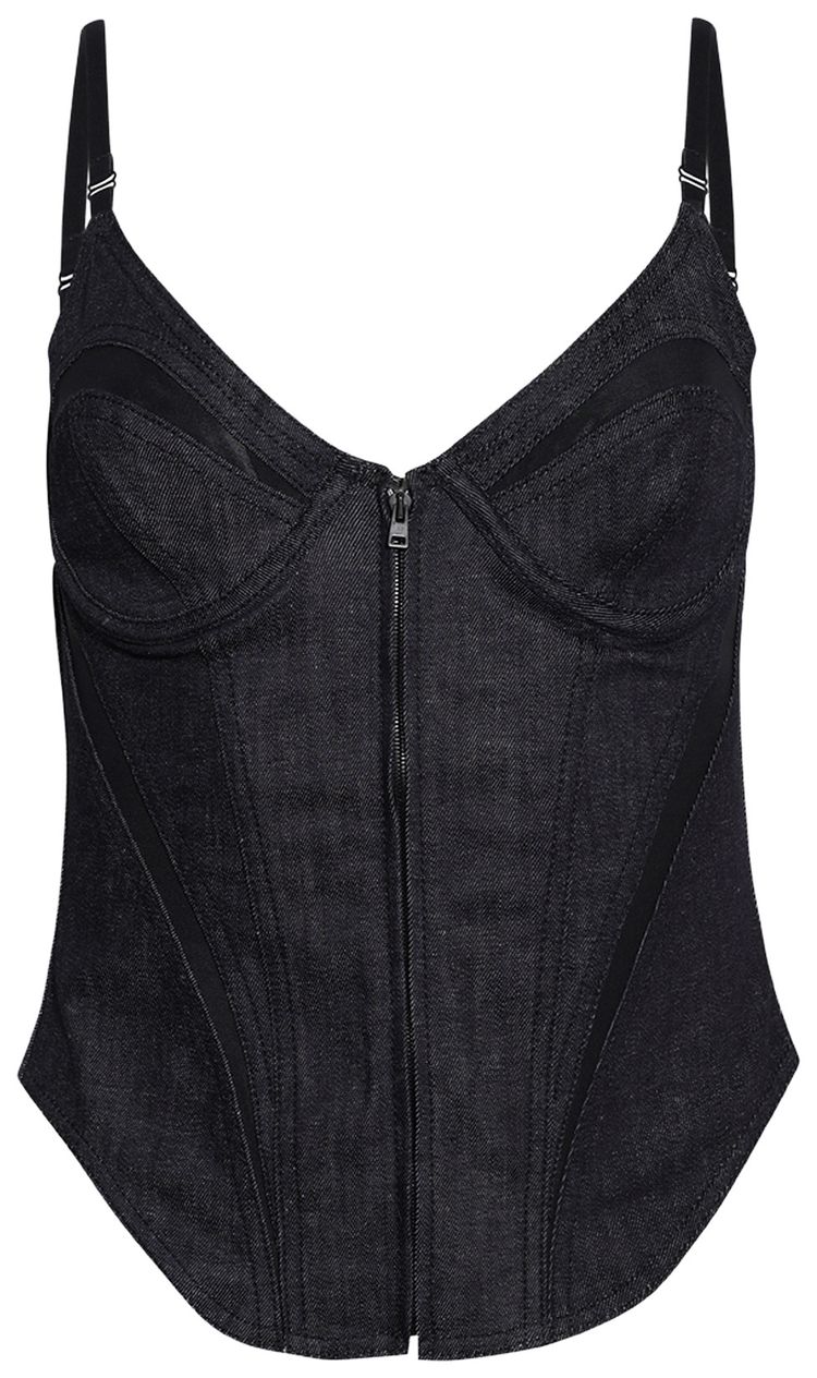Mugler Denim Top Raw BlueBlack