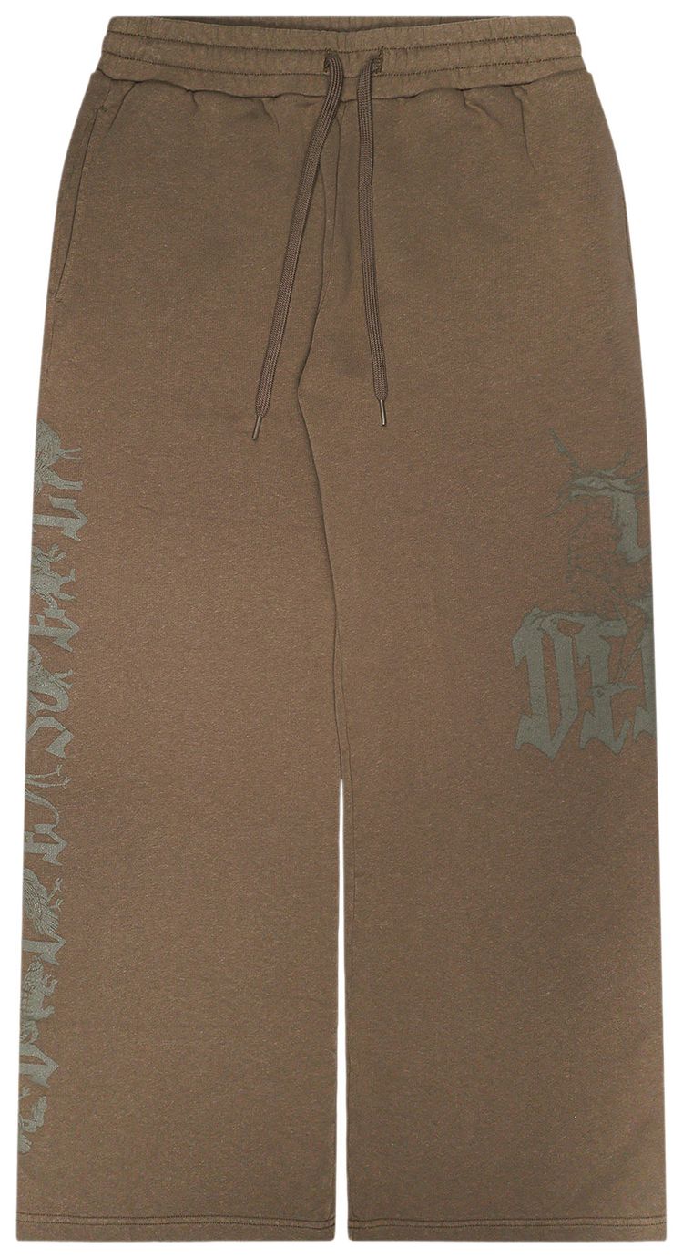 Diesel Treated Cotton Wide Leg Sweatpants Brown