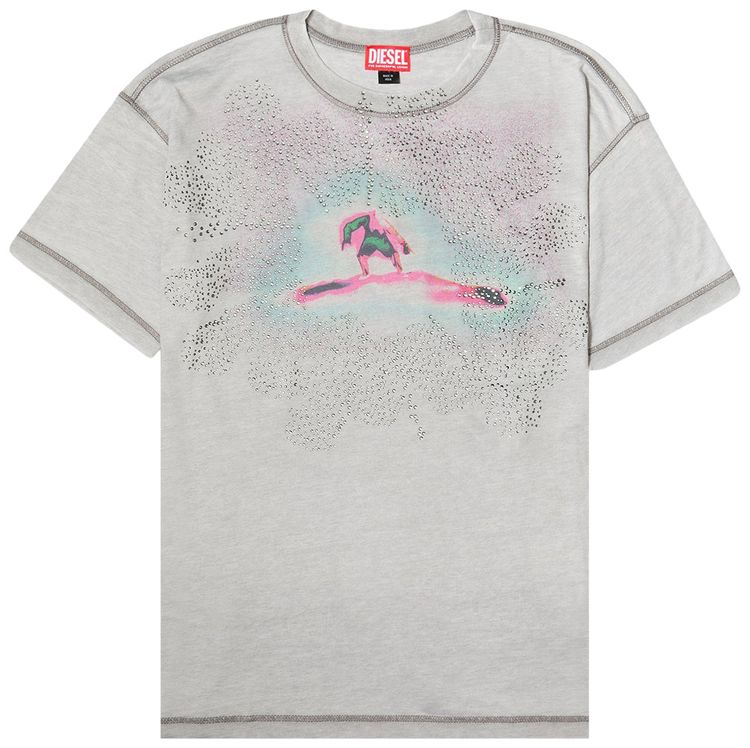 Diesel Studded Surfer T Shirt Grey