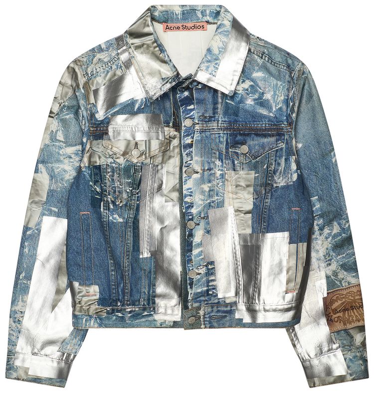 Acne Studios Printed Tape Denim Jacket Blue