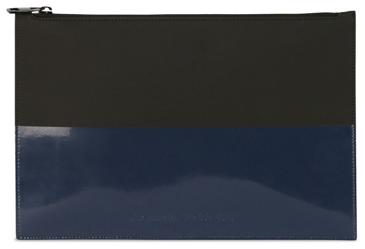 Alexander McQueen Logo Flat Zip Pouch BlackNavy