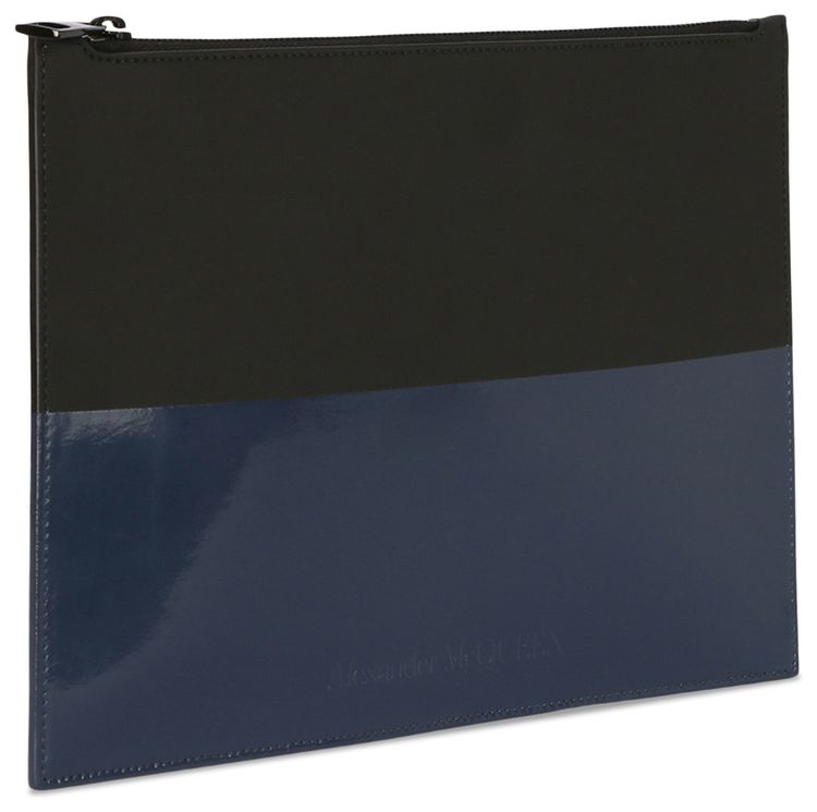 Alexander McQueen Logo Flat Zip Pouch BlackNavy