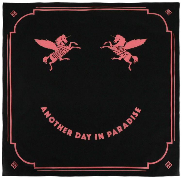 Givenchy Unicorn Embroidery Silk Scarf Black