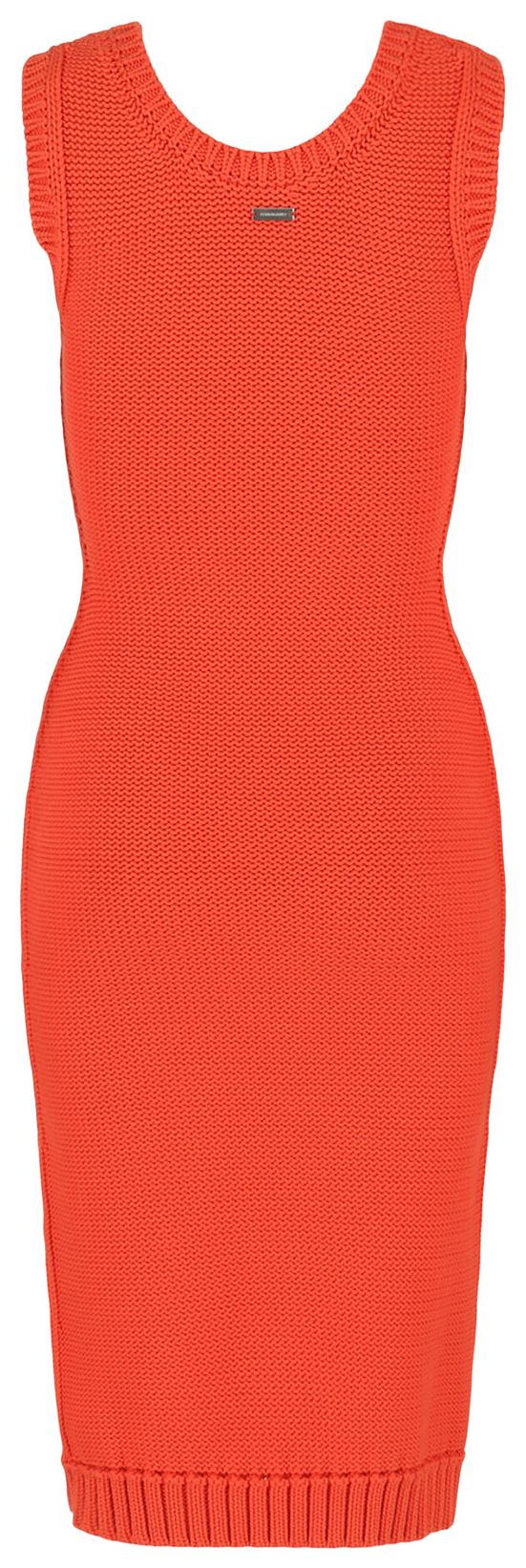 Ferragamo Sleeveless Midi Ribbed Dress Orange