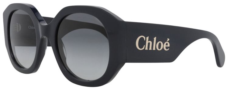 Chloe Round Frame Recycled Acetate Sunglasses BlueGrey