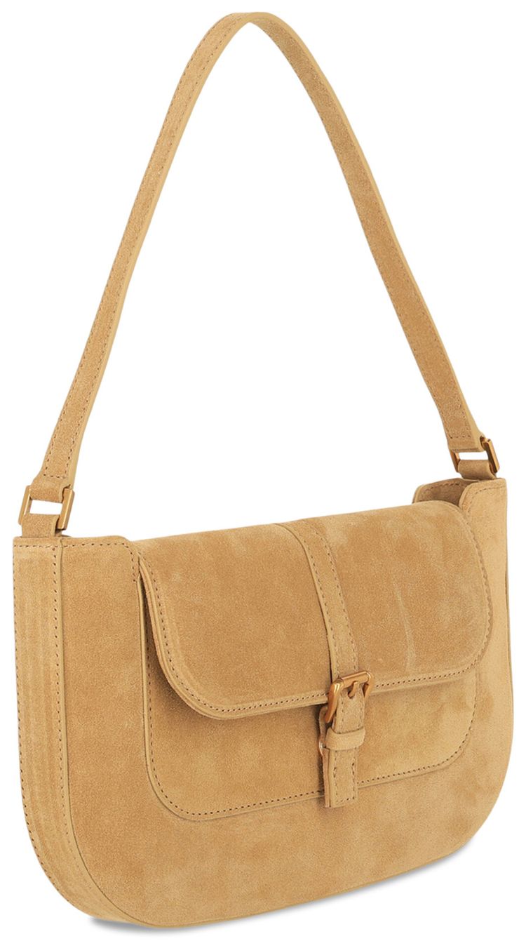 BY FAR Miranda Suede Shoulder Bag Beige