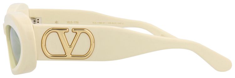 Valentino Round Frame Acetate Sunglasses IvoryGreen