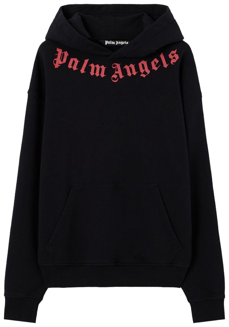 Palm Angels Neck Logo Regular Hoodie BlackRed