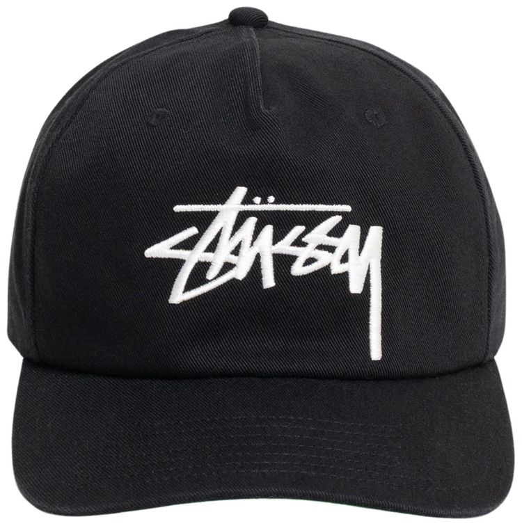 Stussy Mid Depth Big Stock Snapback Shadow Black