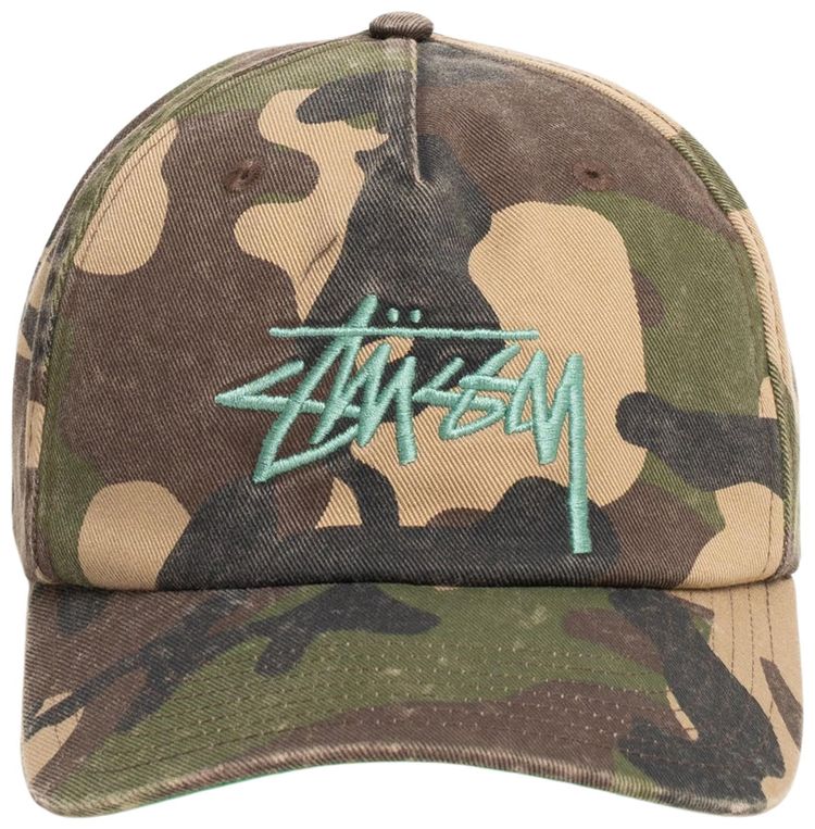 Stussy Mid Depth Big Stock Snapback Woodland Camo