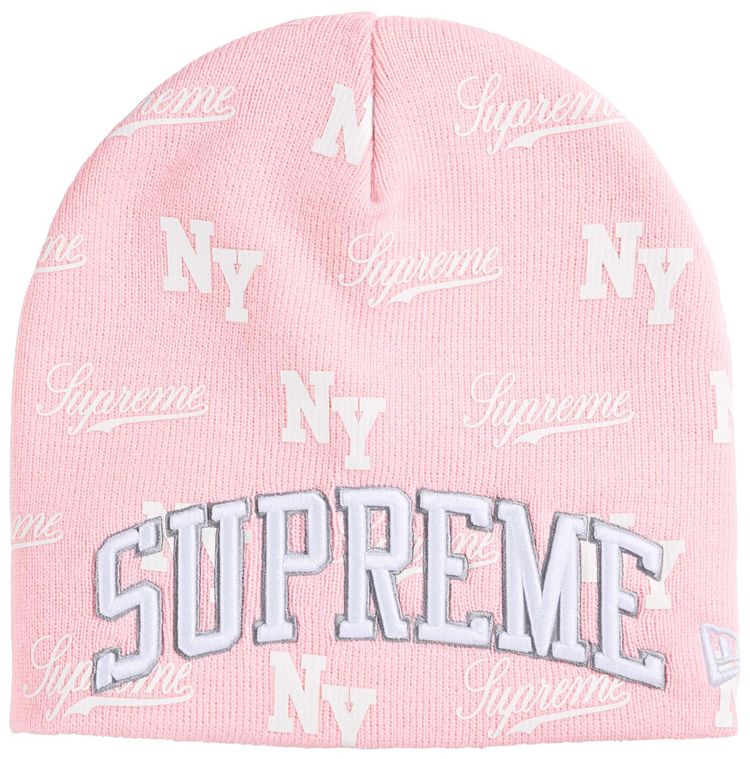Supreme New Era Monogram Beanie Pink