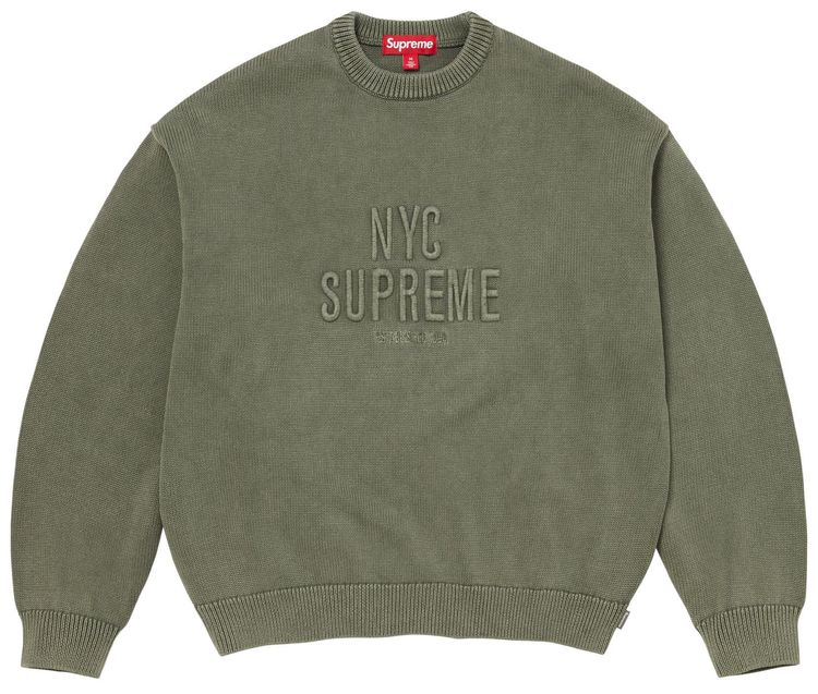 Supreme Overdyed Raised Sweater Olive