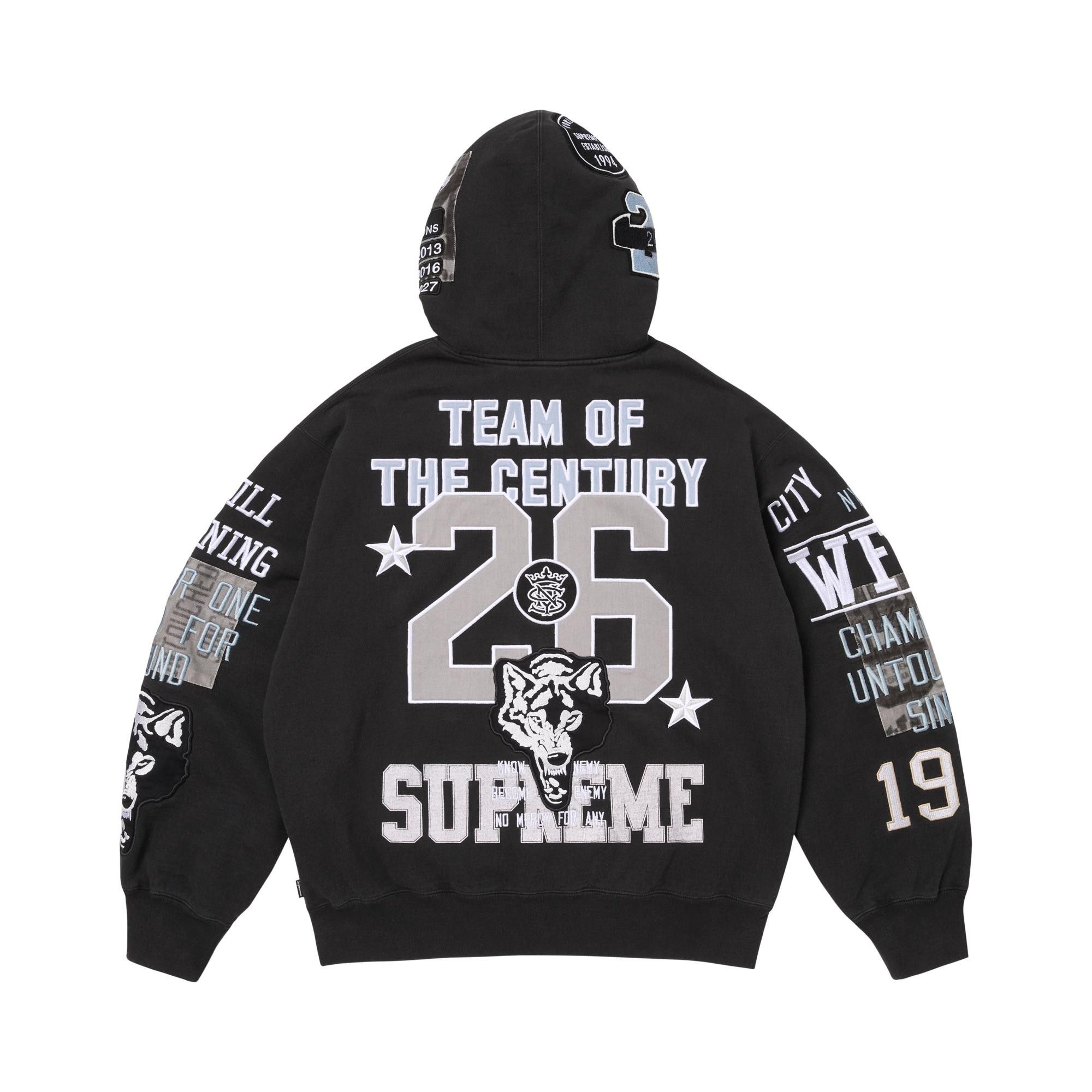 Supreme Warriors Appliqué Zip Up Hooded Buy Supreme Warriors Appliqué Zip Up Hooded Sweatshirt 'Black