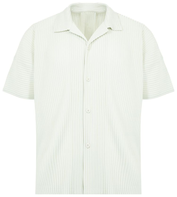 Issey Miyake Short Sleeve Button Down Duomo Green