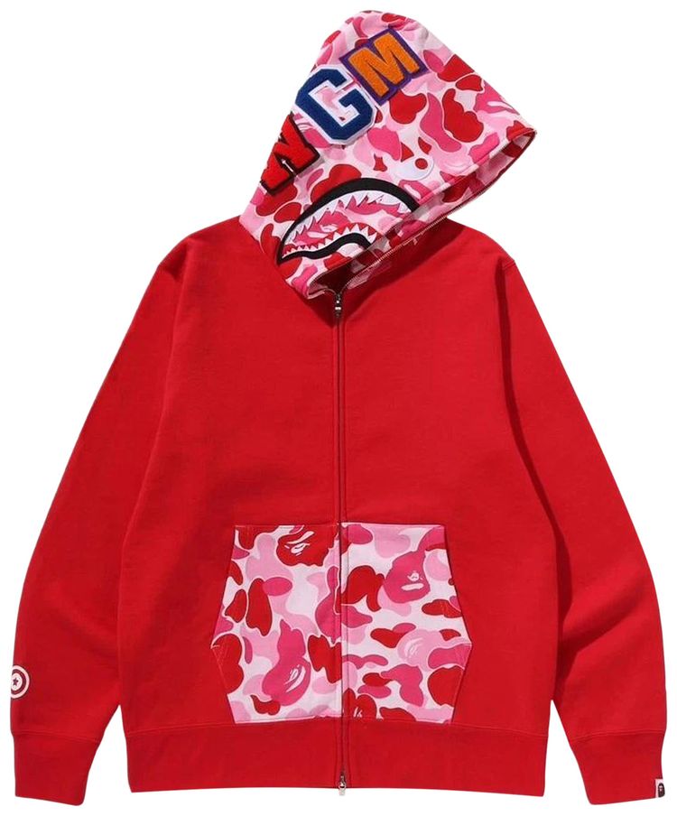BAPE Camo Shark Full Zip Hoodie Red