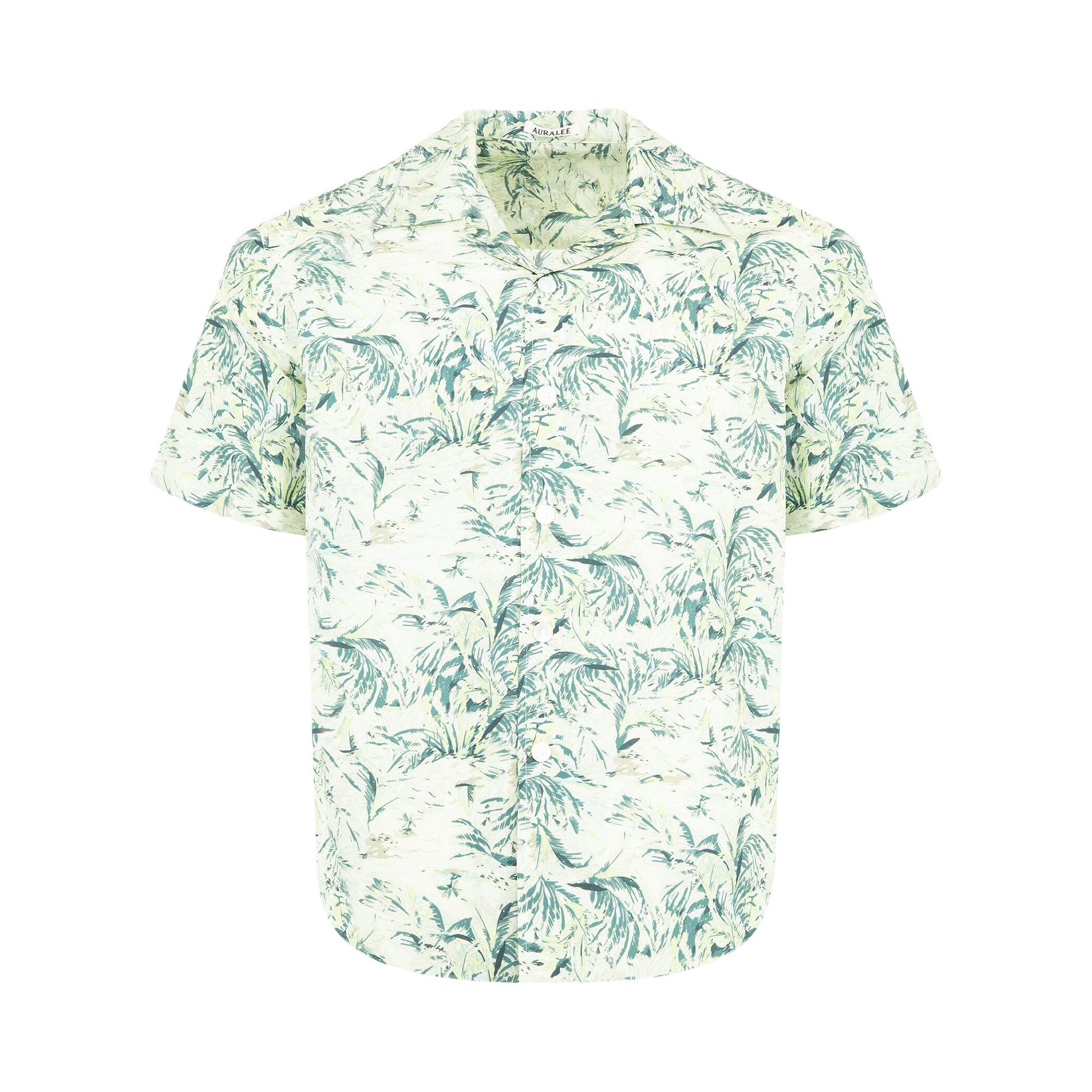 Buy Auralee Printed Airy Silk Half-Sleeved Shirt 'Pale Green