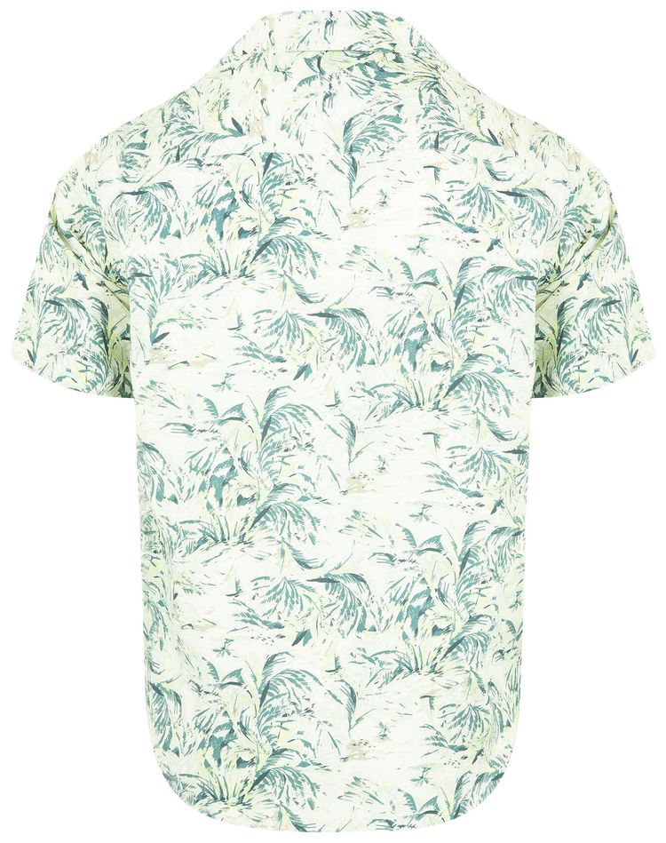 Auralee Printed Airy Silk Half Sleeved Shirt Pale Green