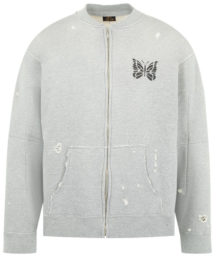 Needles Deconstructed Zipped Sweat Heather Grey