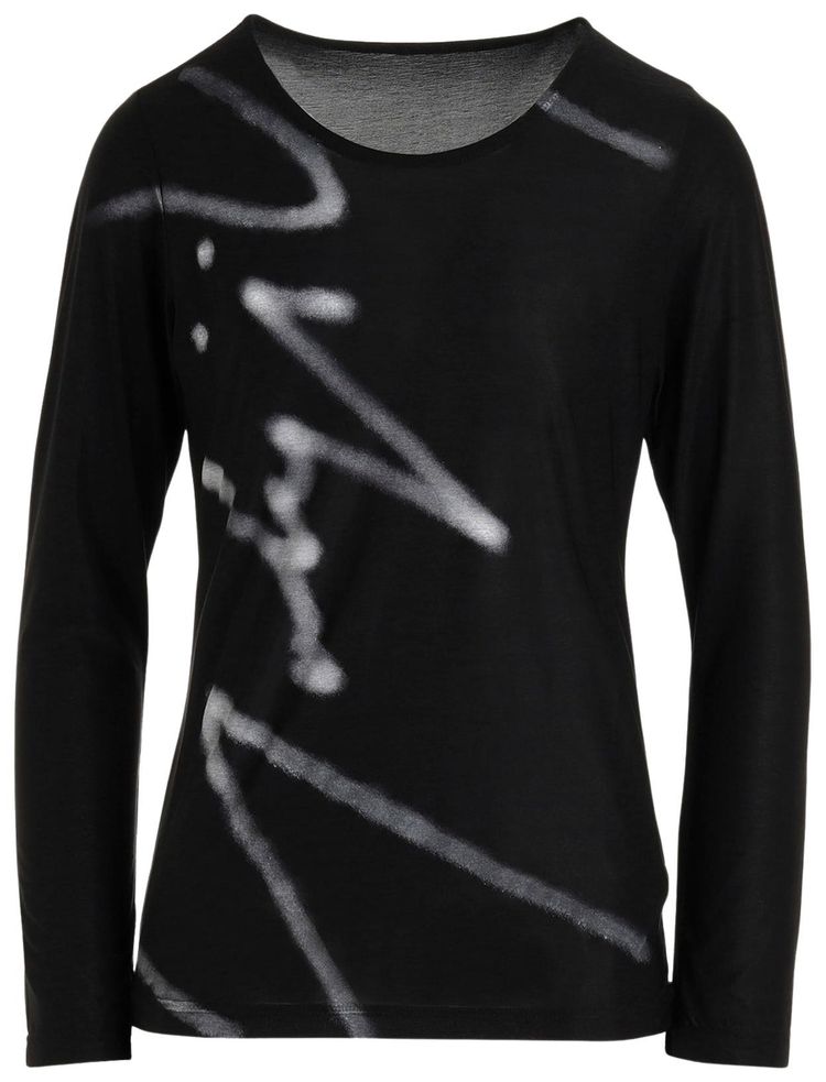 Yohji Yamamoto YY Pattern Long Sleeve T Shirt Black