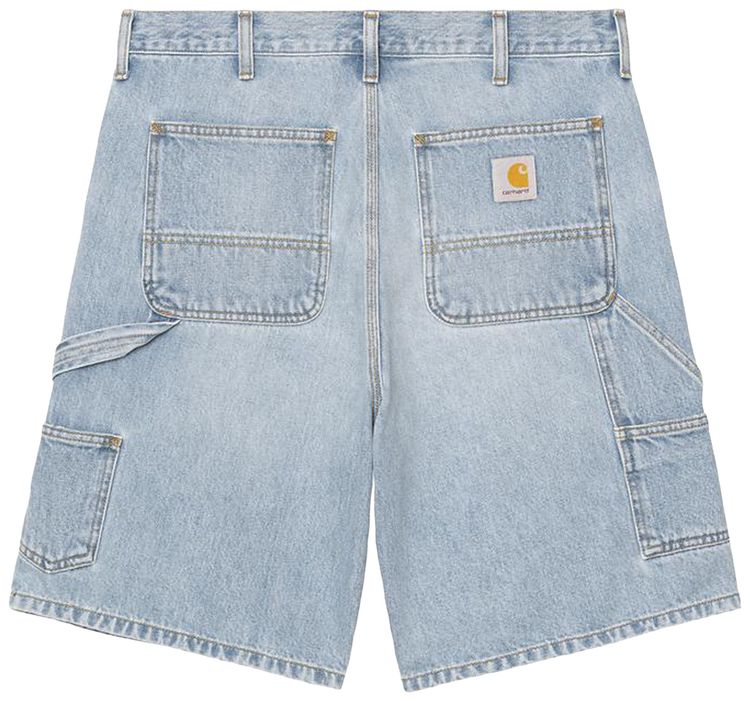 Carhartt WIP Double Knee Short Blue Heavy Worn Bleached