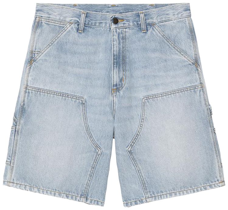 Carhartt WIP Double Knee Short Blue Heavy Worn Bleached